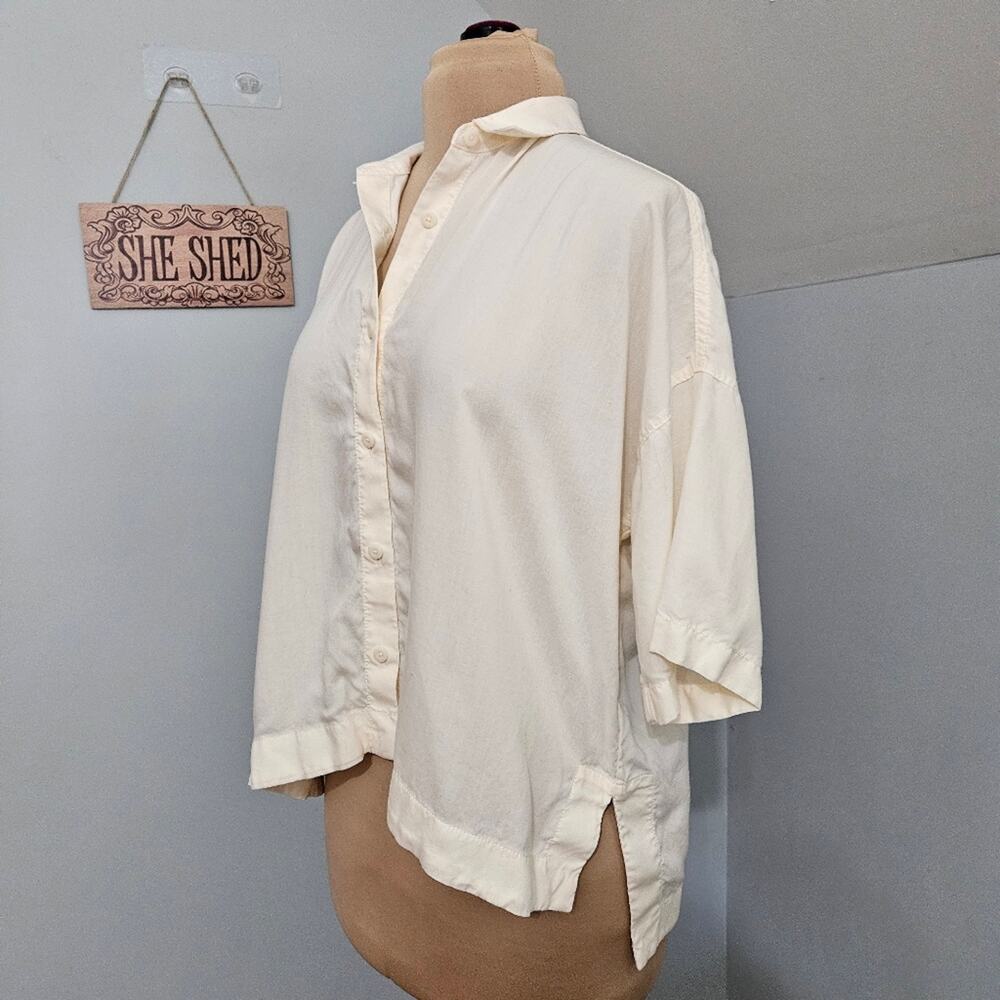 Everlane Oversized Ivory Button Front Shirt Top Size Small Minimal Capsule - Picture 4 of 10
